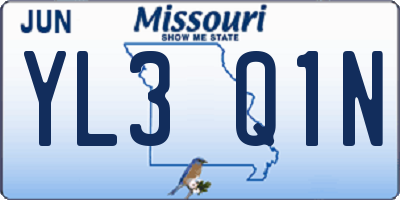 MO license plate YL3Q1N