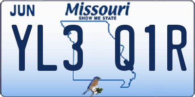 MO license plate YL3Q1R