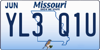 MO license plate YL3Q1U