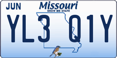 MO license plate YL3Q1Y