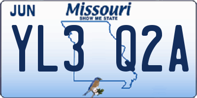 MO license plate YL3Q2A
