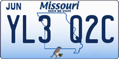 MO license plate YL3Q2C