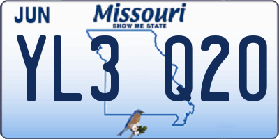 MO license plate YL3Q2O