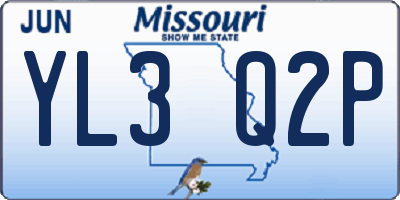 MO license plate YL3Q2P