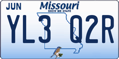 MO license plate YL3Q2R