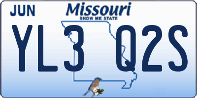 MO license plate YL3Q2S