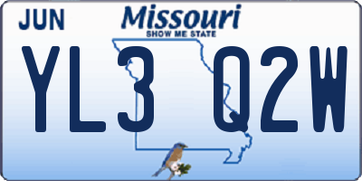 MO license plate YL3Q2W
