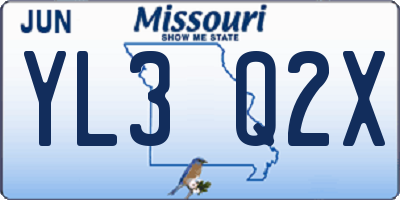 MO license plate YL3Q2X