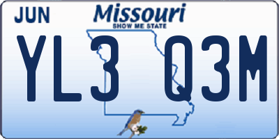 MO license plate YL3Q3M