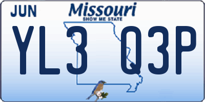 MO license plate YL3Q3P
