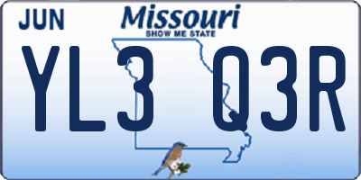 MO license plate YL3Q3R