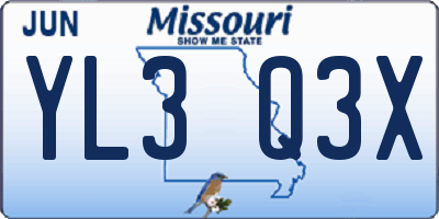 MO license plate YL3Q3X