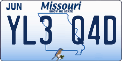 MO license plate YL3Q4D