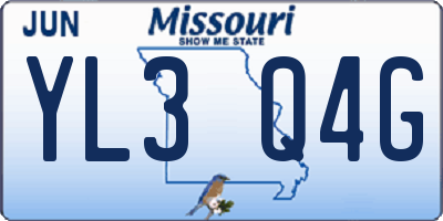 MO license plate YL3Q4G