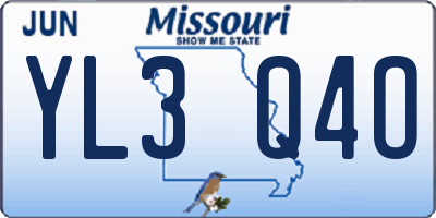 MO license plate YL3Q4O