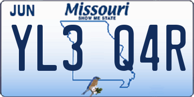 MO license plate YL3Q4R