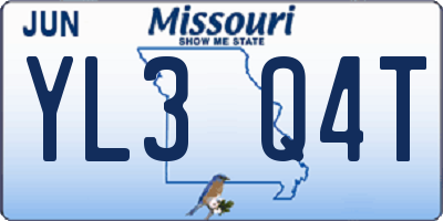 MO license plate YL3Q4T