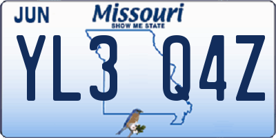 MO license plate YL3Q4Z