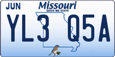 MO license plate YL3Q5A