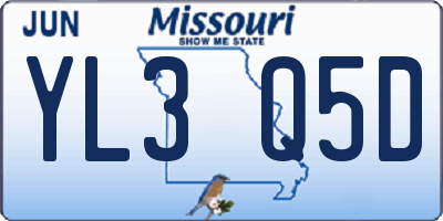 MO license plate YL3Q5D