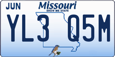 MO license plate YL3Q5M