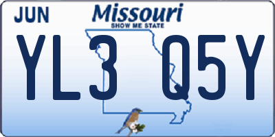 MO license plate YL3Q5Y