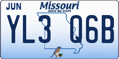 MO license plate YL3Q6B