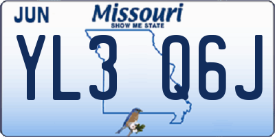 MO license plate YL3Q6J