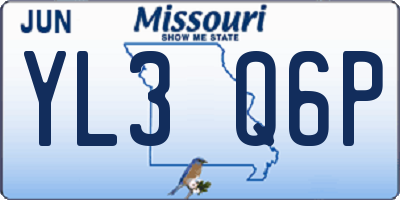 MO license plate YL3Q6P