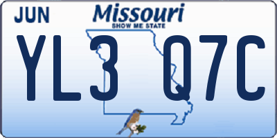 MO license plate YL3Q7C