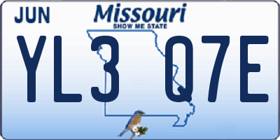 MO license plate YL3Q7E
