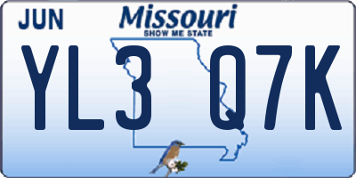 MO license plate YL3Q7K