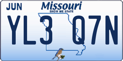 MO license plate YL3Q7N
