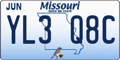MO license plate YL3Q8C