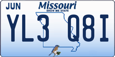 MO license plate YL3Q8I