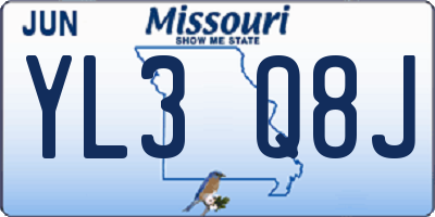 MO license plate YL3Q8J