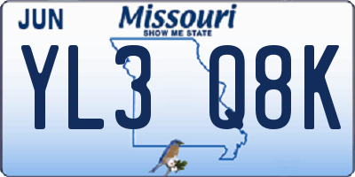 MO license plate YL3Q8K
