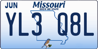 MO license plate YL3Q8L