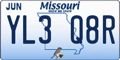 MO license plate YL3Q8R