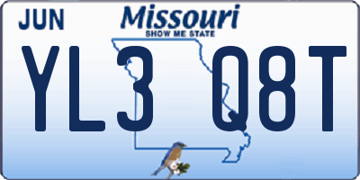 MO license plate YL3Q8T