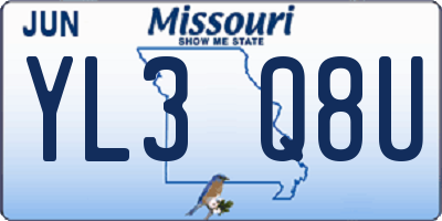 MO license plate YL3Q8U