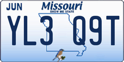 MO license plate YL3Q9T