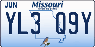 MO license plate YL3Q9Y