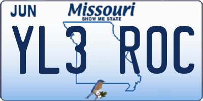 MO license plate YL3R0C