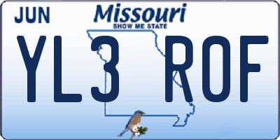 MO license plate YL3R0F