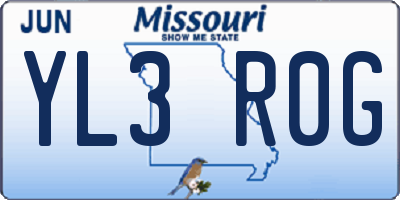 MO license plate YL3R0G