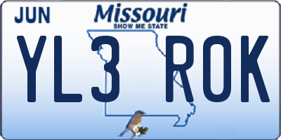 MO license plate YL3R0K