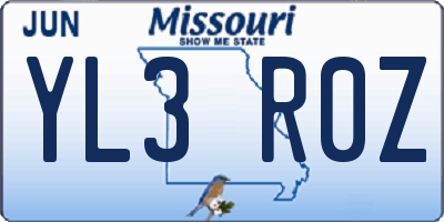 MO license plate YL3R0Z