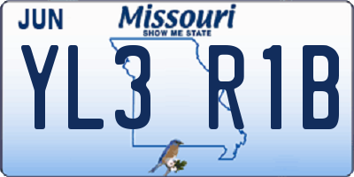 MO license plate YL3R1B