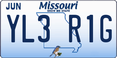 MO license plate YL3R1G